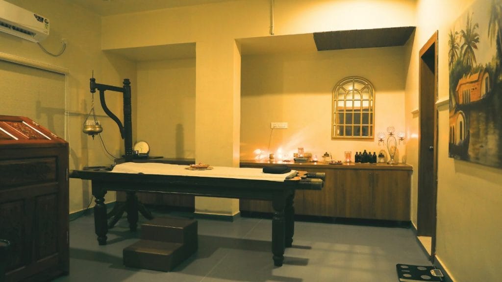 Clean and peaceful treatment room at best Ayurveda clinic near me