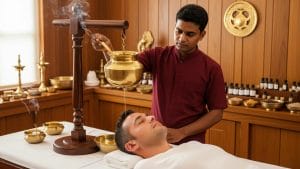 Shirodhara therapy with warm oil stream at best ayurveda clinic near me Shirodhara therapy with warm oil stream at best Ayurveda clinic near me